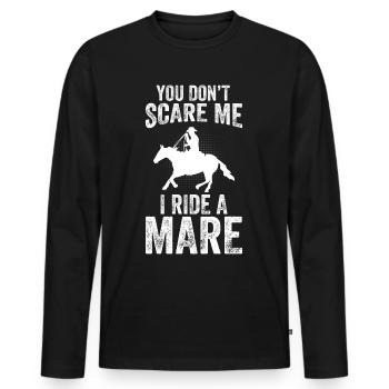 Du machst mir keine Angst, ich reite eine Stute! - Männer Premium Bio Langarmshirt - Schwarz - Vorne - Nico (187cm)