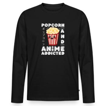 Popcorn & Anime Addicted Japanese Anime Manga - Men's Premium Organic Long Sleeve Shirt - black - Front - Nico (187cm)