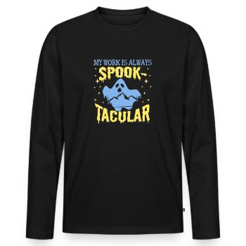 Paranormal Ghost Hunter Mon travail est effrayant - T-shirt manches longues Premium bio Homme - noir - Devant - Nico (187cm)