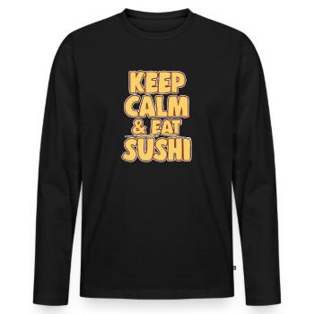 Japanese Food Lover Keep Calm & Eat Sushi - Men's Premium Organic Long Sleeve Shirt - black - Front - Nico (187cm)
