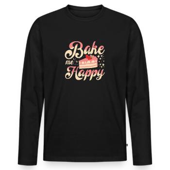 Cake Baker Bake Me Happy Cupcake - Men's Premium Organic Long Sleeve Shirt - black - Front - Nico (187cm)