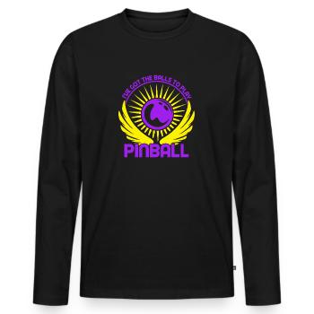 I ́ve Got The Balls To Play Pinball Machine Player - Men's Premium Organic Long Sleeve Shirt - black - Front - Nico (187cm)