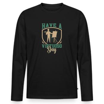 Artiste Peintre Graphique Avoir Un Cadeau De Jour Virtuose - T-shirt manches longues Premium bio Homme - noir - Devant - Nico (187cm)