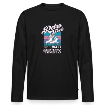 Roller Skating Skate Retro Feels Disco Nights Gift - Men's Premium Organic Long Sleeve Shirt - black - Front - Nico (187cm)