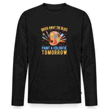 Cool Artist Paint a Colorful Tomorrow Painter Gift - Men's Premium Organic Long Sleeve Shirt - black - Front - Nico (187cm)
