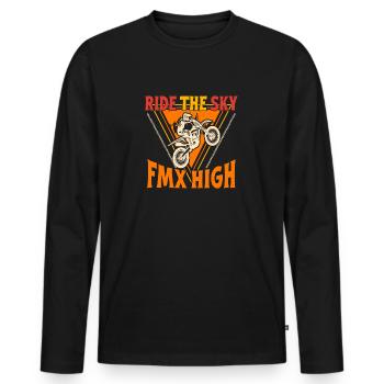 Dirt Biker Riding Ride The Sky FMX High Dirt Bike - Men's Premium Organic Long Sleeve Shirt - black - Front - Nico (187cm)