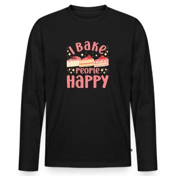 Cake Baker I Bake People Happy Cupcake - Männer Premium Bio Langarmshirt - Schwarz - Vorne - Nico (187cm)