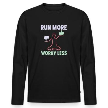 Marathon Runner Run More Worry Less Running - Men's Premium Organic Long Sleeve Shirt - black - Front - Nico (187cm)