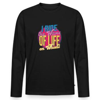 Rollerskater I Ride The Waves Of Life Gift Idea - Männer Premium Bio Langarmshirt - Schwarz - Vorne - Nico (187cm)