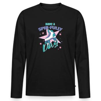 Rollerskater Party Have A Spin-Fully Day Gift Idea - Männer Premium Bio Langarmshirt - Schwarz - Vorne - Nico (187cm)
