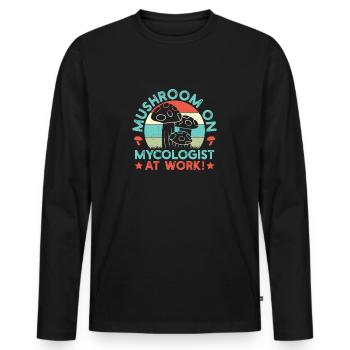 Mushroom Foraging Hunter Mycologist At Work Morel - Men's Premium Organic Long Sleeve Shirt - black - Front - Nico (187cm)