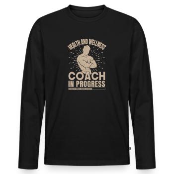 Fitness Motivation Musculation Bien-être Coach Gym - T-shirt manches longues Premium bio Homme - noir - Devant - Nico (187cm)