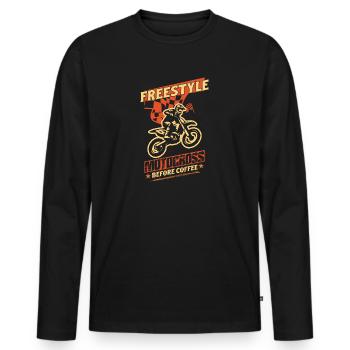 Dirt Biker Riding Freestyle Motorcross Dirt Bike - Männer Premium Bio Langarmshirt - Schwarz - Vorne - Nico (187cm)