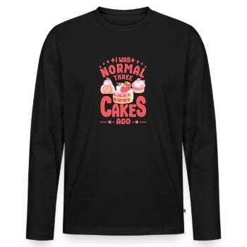Cake Baker was Normal Three Cakes Ago Gift Idea - Men's Premium Organic Long Sleeve Shirt - black - Front - Nico (187cm)