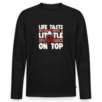 Sushi Lover Life Tasts Better With Soy Sauce Sushi - Männer Premium Bio Langarmshirt - Schwarz - Vorne - Nico (187cm)