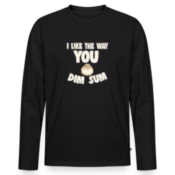 Délicieuse cuisine asiatique Bao Bun drôle de dim sum j’aime - T-shirt manches longues Premium bio Homme - noir - Devant - Nico (187cm)