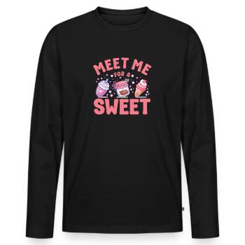 Pastry Lover Meet Me For A Sweet Cute Gift - Männer Premium Bio Langarmshirt - Schwarz - Vorne - Nico (187cm)