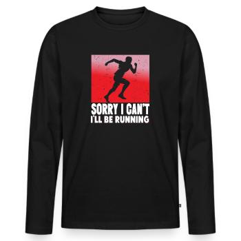 Courir Désolé je ne peux pas, je vais courir un marathon - T-shirt manches longues Premium bio Homme - noir - Devant - Nico (187cm)