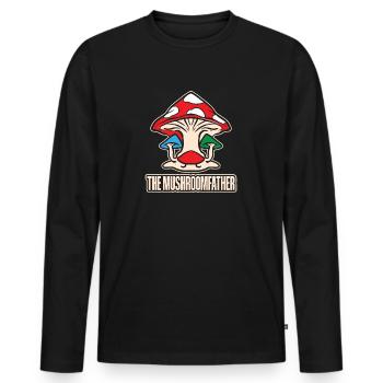 Champignon Cueilleur Champignon Morille - T-shirt manches longues Premium bio Homme - noir - Devant - Nico (187cm)