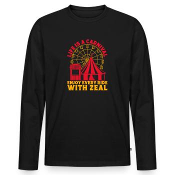 Life Is Carnival Enjoy Circus Performer Gift Idea - Männer Premium Bio Langarmshirt - Schwarz - Vorne - Nico (187cm)
