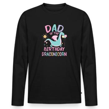Papa De La Fille D’anniversaire Fête De La Famille Dracon - T-shirt manches longues Premium bio Homme - noir - Devant - Nico (187cm)