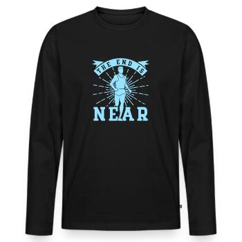 Running The End Is Near Marathon Runner Gift - Männer Premium Bio Langarmshirt - Schwarz - Vorne - Nico (187cm)