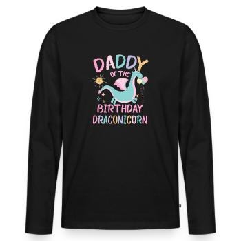 Papa De La Fille D’anniversaire Fête De Famille Dracon - T-shirt manches longues Premium bio Homme - noir - Devant - Nico (187cm)