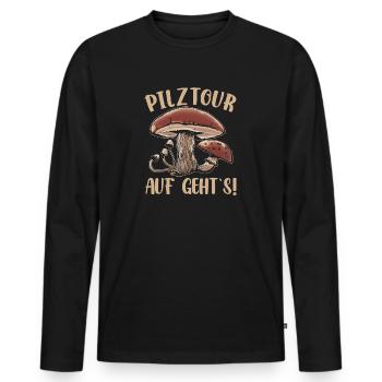 Pilzsuche Pilztour Auf Geht´s Pilz-Sammler - Männer Premium Bio Langarmshirt - Schwarz - Vorne - Nico (187cm)
