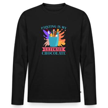 Artist Painter Graphic Painting Ultimate Chocolate - Men's Premium Organic Long Sleeve Shirt - black - Front - Nico (187cm)