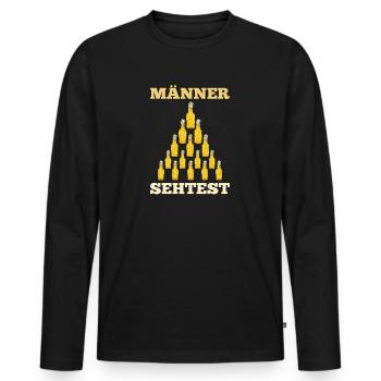 Dicton de bière de test oculaire pour hommes - T-shirt manches longues Premium bio Homme - noir - Devant - Nico (187cm)