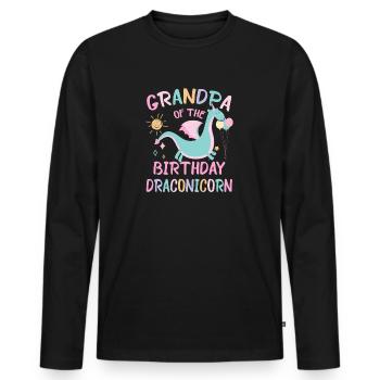 Papi De La Fille D’anniversaire Fête De Famille Dracon - T-shirt manches longues Premium bio Homme - noir - Devant - Nico (187cm)