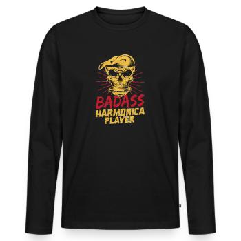 Funny Harmonica Player Badass Harmonica - Männer Premium Bio Langarmshirt - Schwarz - Vorne - Nico (187cm)