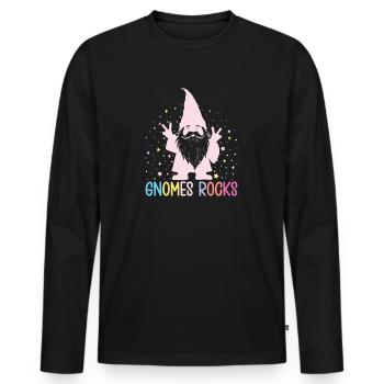 Garden Gnome Costume Gnomes Rocks Gnome - Men's Premium Organic Long Sleeve Shirt - black - Front - Nico (187cm)