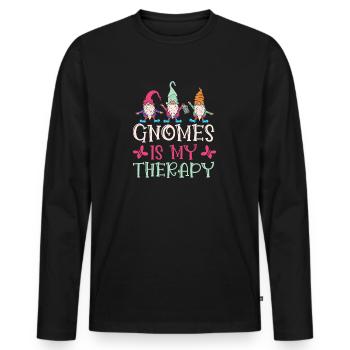 Garden Gnome Costume Gnomes My Therapy - Men's Premium Organic Long Sleeve Shirt - black - Front - Nico (187cm)