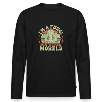 Mushroom Foraging Hunter Fungi With Groovy Morel - Men's Premium Organic Long Sleeve Shirt - black - Front - Nico (187cm)