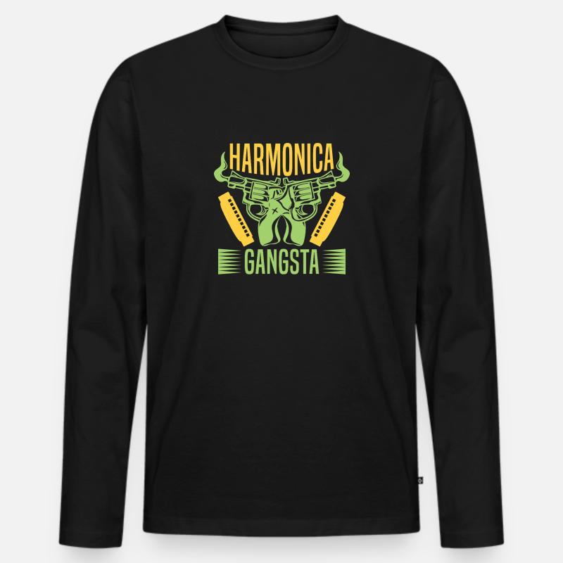 Drôle d’harmonica Harmonica Gangsta Harmonica - T-shirt manches longues Premium bio Homme - noir