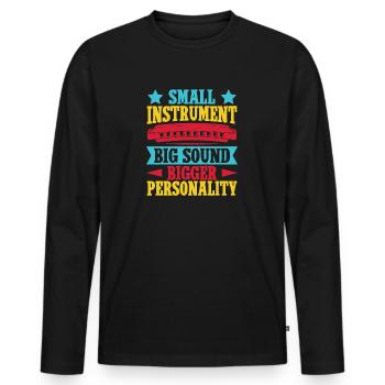 Funny Harmonica Player Small Instrument Big Sound - Männer Premium Bio Langarmshirt - Schwarz - Vorne - Nico (187cm)