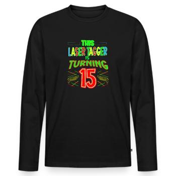 This Laser Tagger Is Turning 15 Years Old Laser - Männer Premium Bio Langarmshirt - Schwarz - Vorne - Nico (187cm)