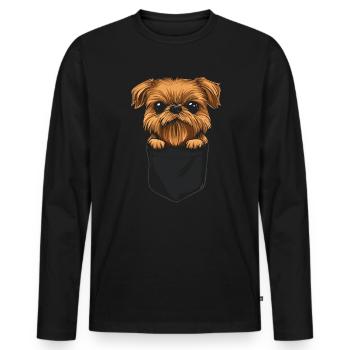 Hundehalter Welpe Hundeliebhaber Brüsseler Griffon - Männer Premium Bio Langarmshirt - Schwarz - Vorne - Nico (187cm)