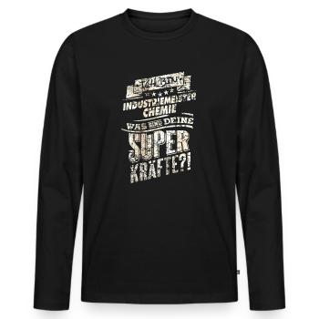 Superkräfte Industriemeister Chemie Shirt - Männer Premium Bio Langarmshirt - Schwarz - Vorne - Nico (187cm)