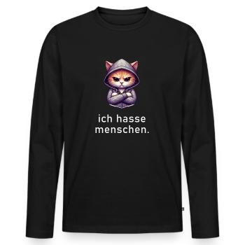 Je déteste les gens avec des chats Polygon - T-shirt manches longues Premium bio Homme - noir - Devant - Nico (187cm)