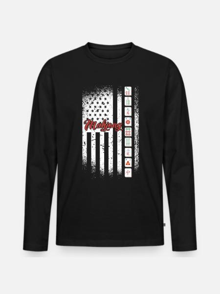 Gift for Mahjong Fans - Men's Premium Organic Long Sleeve Shirt - black