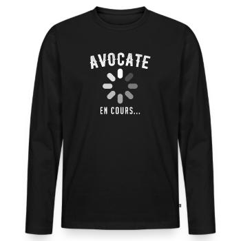 Avocate en cours - T-shirt manches longues Premium bio Homme - noir - Devant - Nico (187cm)