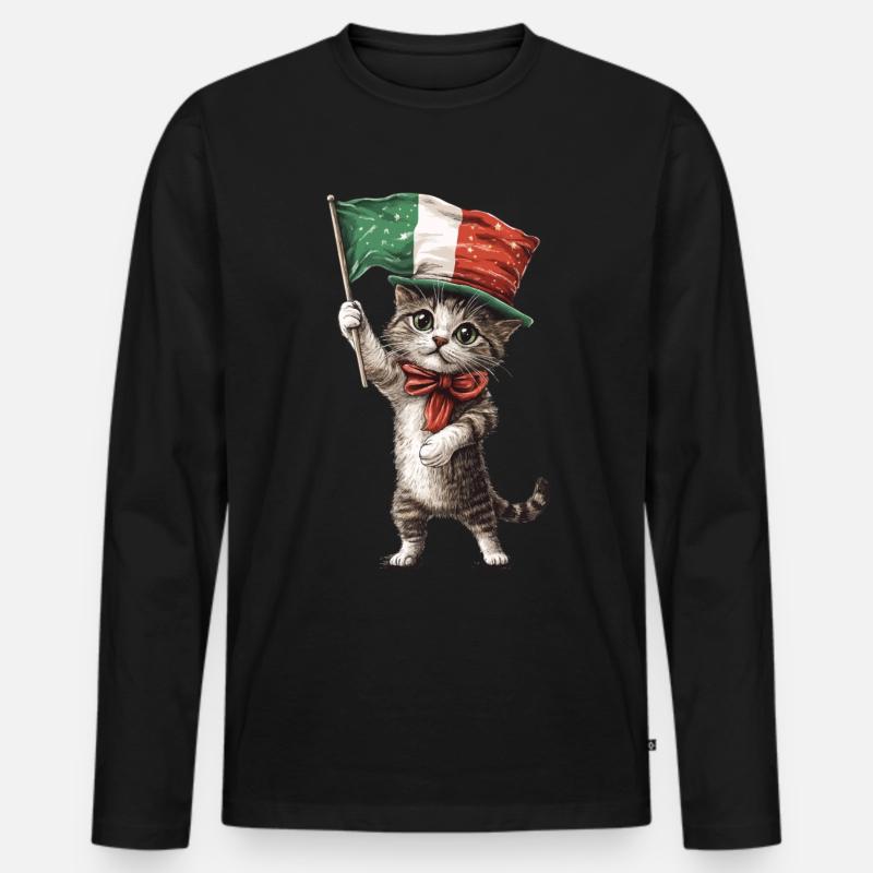 Katze - Männer Premium Bio Langarmshirt - Schwarz