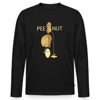 Drôle d'arachide pipi - T-shirt manches longues Premium bio Homme - noir - Devant - Nico (187cm)