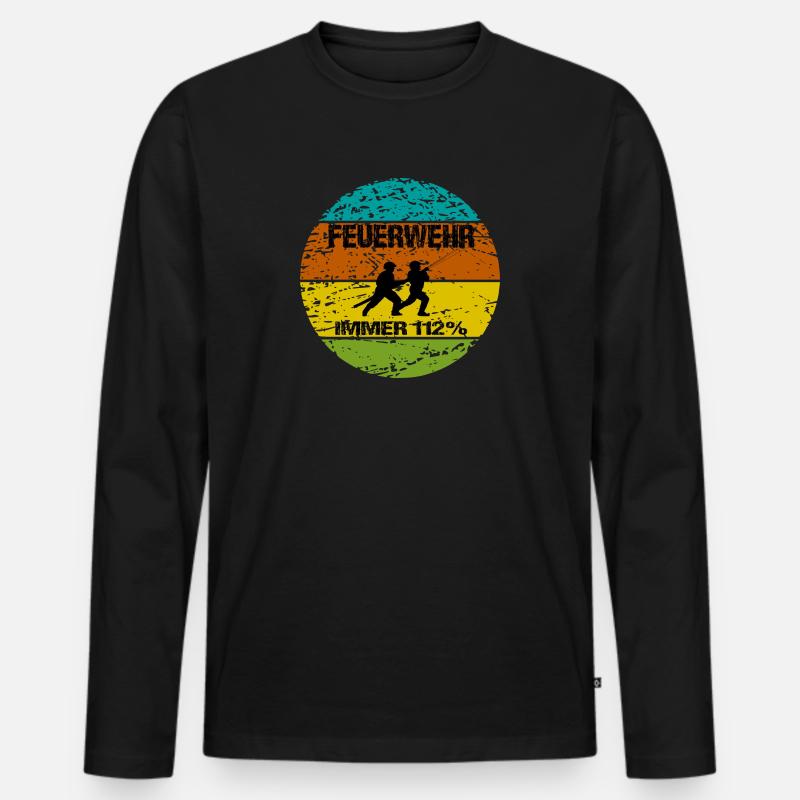Feuerwehr - Männer Premium Bio Langarmshirt - Schwarz