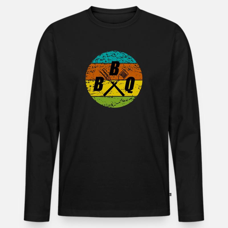 BBQ - Männer Premium Bio Langarmshirt - Schwarz