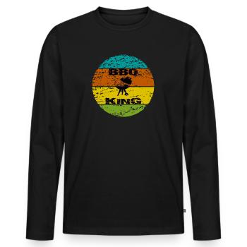 BBQ - T-shirt manches longues Premium bio Homme - noir - Devant - Nico (187cm)