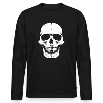 Skull Head Fun - 666 - Schädel - Männer Premium Bio Langarmshirt - Schwarz - Vorne - Nico (187cm)