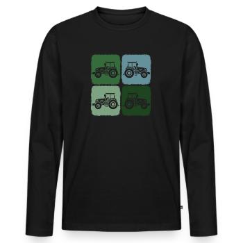 Tractor Retro Tractor Harvest Time in Agriculture - Men's Premium Organic Long Sleeve Shirt - black - Front - Nico (187cm)